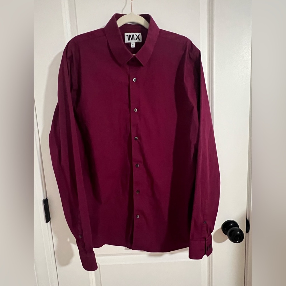 Express Men's Deep Red Dress Shirt